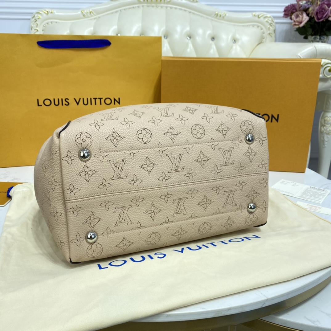 Louis Vuitton HINA MM Handbag Mahina Calf M53140 Galet Gray